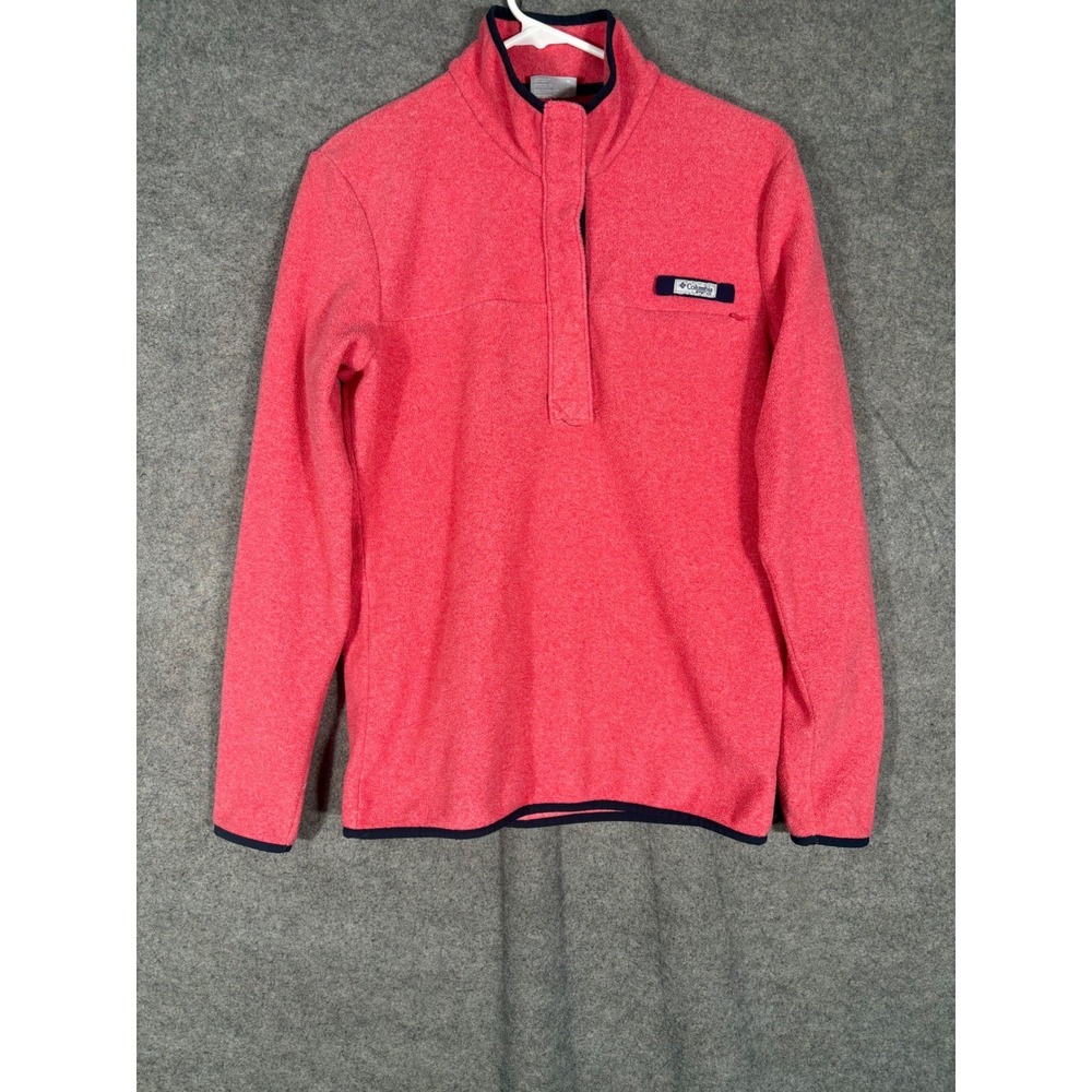 Columbia PFG Womens Fleece Pullover Snap Neck Coral Pink FL6152 Medium